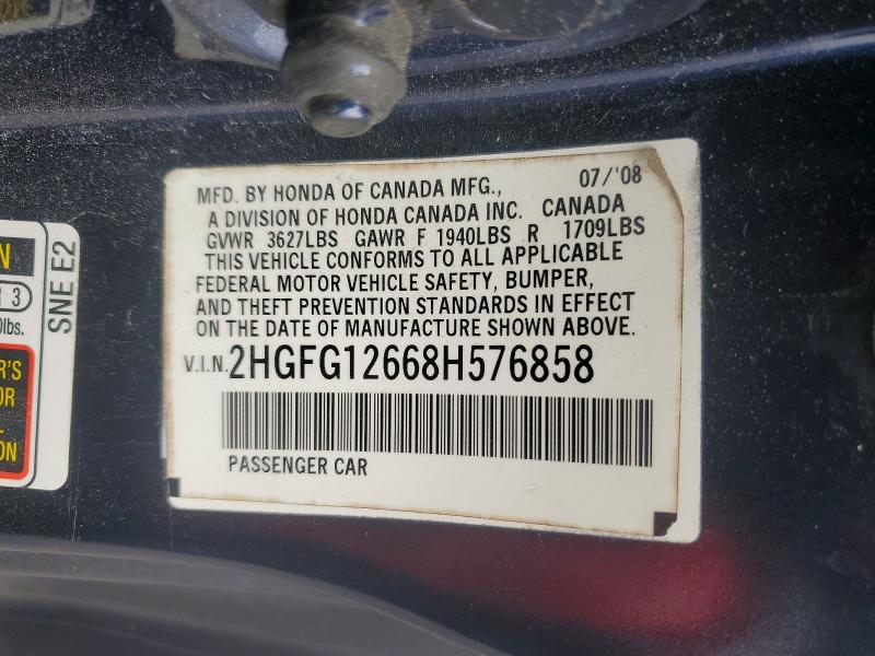 Продажа на аукционе авто 2008 Honda Civic, vin: 2HGFG12668H576858, номер лота: 70809846