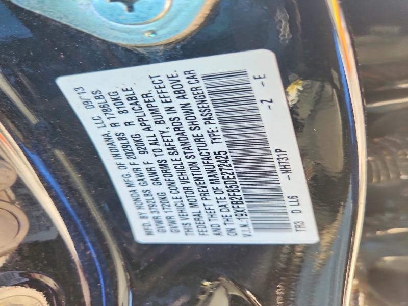 2013 Honda Civic მანქანა იყიდება აუქციონზე, vin: 19XFB2F85DE272425, აუქციონის ნომერი: 69638416