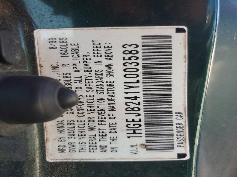 Aukcja sprzedaży 2000 Honda Civic, vin: 1HGEJ8241YL003583, numer aukcji: 69411536