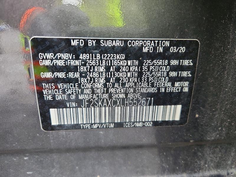 Продажа на аукционе авто 2020 Subaru Forester, vin: JF2SKAXCXLH552671, номер лота: 70671556