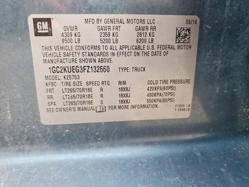 68161356 :رقم المزاد ، 1GC2KUEG3FZ132660 vin ، 2015 Chevrolet Silverado مزاد بيع