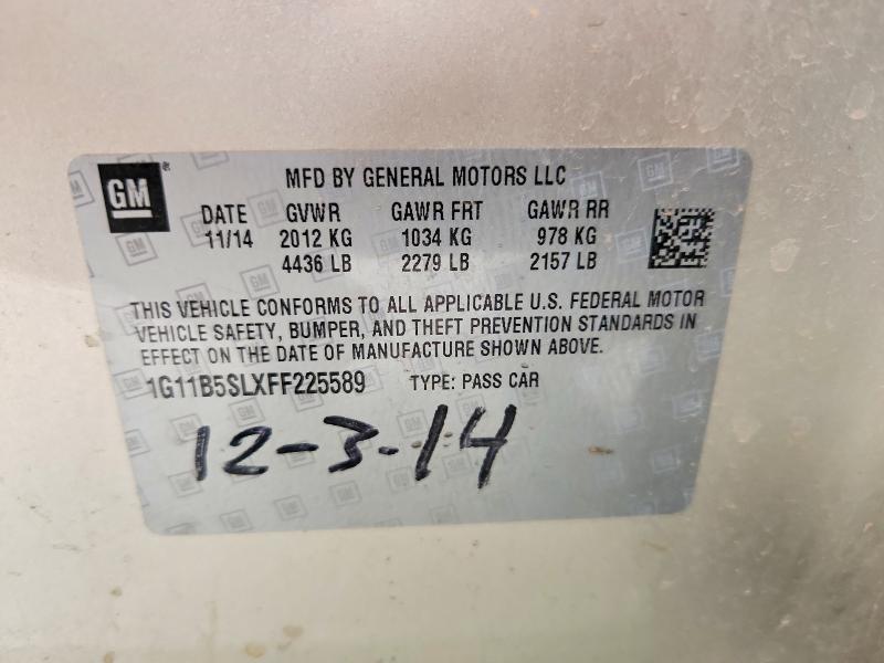 Продаж на аукціоні авто 2015 Chevrolet Malibu, vin: 1G11B5SLXFF225589, номер лоту: 70137476