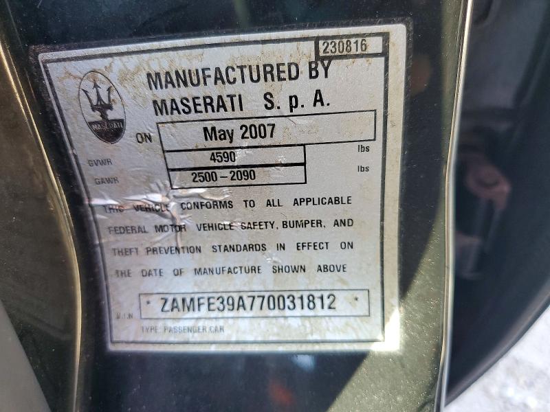 67862366 :رقم المزاد ، ZAMFE39A770031812 vin ، 2007 Maserati Quattroporte مزاد بيع
