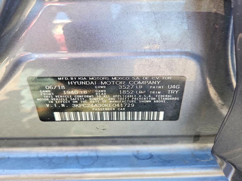 69028576 :رقم المزاد ، 3KPC24A30KE041729 vin ، 2019 Hyundai Accent مزاد بيع