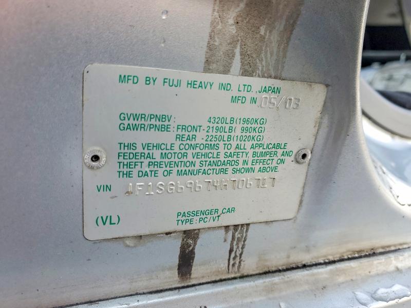 67608776 :رقم المزاد ، JF1SG69674H706717 vin ، 2004 Subaru Forester مزاد بيع