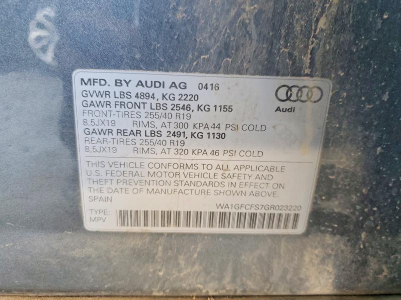 70335816 :رقم المزاد ، WA1GFCFS7GR023220 vin ، 2016 Audi Q3 مزاد بيع
