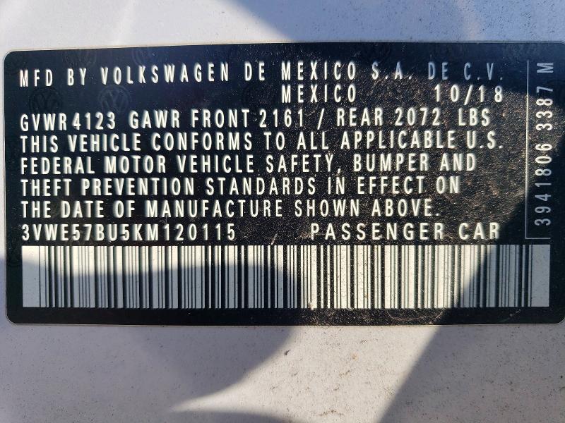 Aukcja sprzedaży 2019 Volkswagen Jetta, vin: 3VWE57BU5KM120115, numer aukcji: 68638236