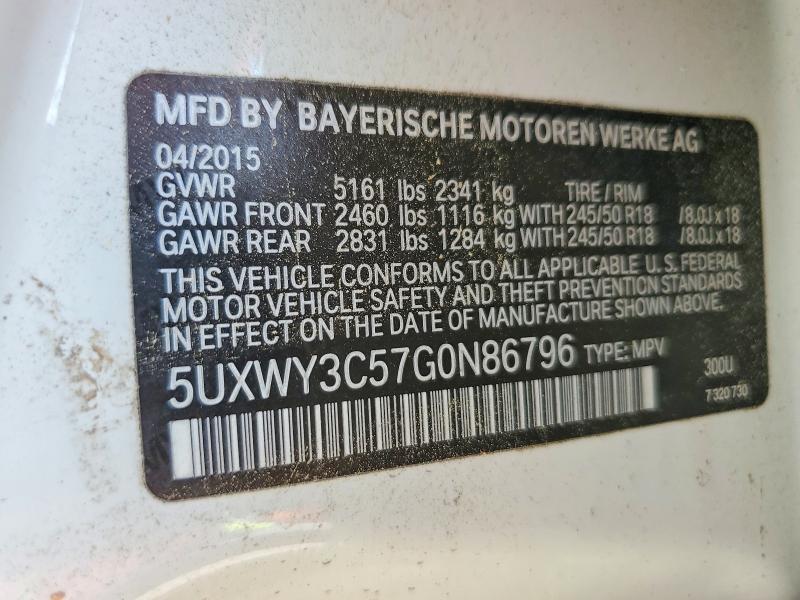 66894596 :رقم المزاد ، 5UXWY3C57G0N86796 vin ، 2016 Bmw X3 مزاد بيع