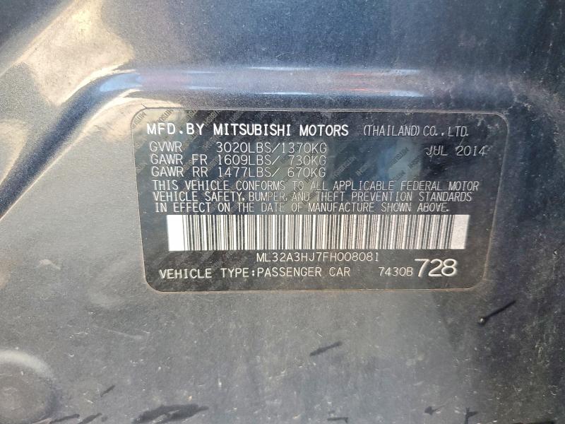 Aukcja sprzedaży 2015 Mitsubishi Mirage, vin: ML32A3HJ7FH008081, numer aukcji: 67195126