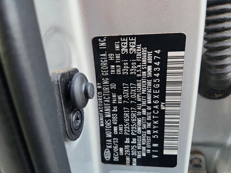 66988466 :رقم المزاد ، 5XYKTCA6XEG543474 vin ، 2014 Kia Sorento مزاد بيع