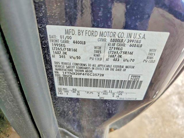 Продаж на аукціоні авто 2000 Ford F250, vin: 1FTNX20F6YEC35728, номер лоту: 69292606