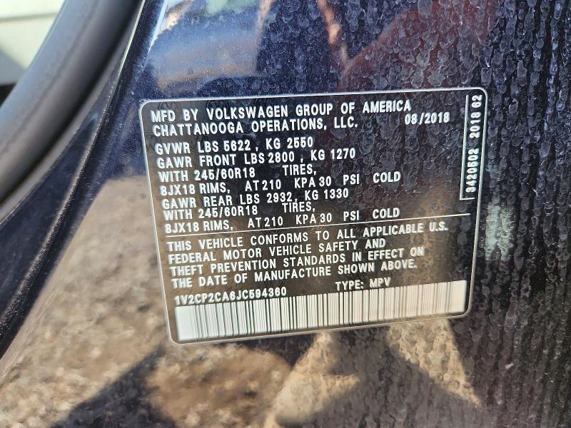 Продажа на аукционе авто 2018 Volkswagen Atlas, vin: 1V2CP2CA6JC594360, номер лота: 68676006