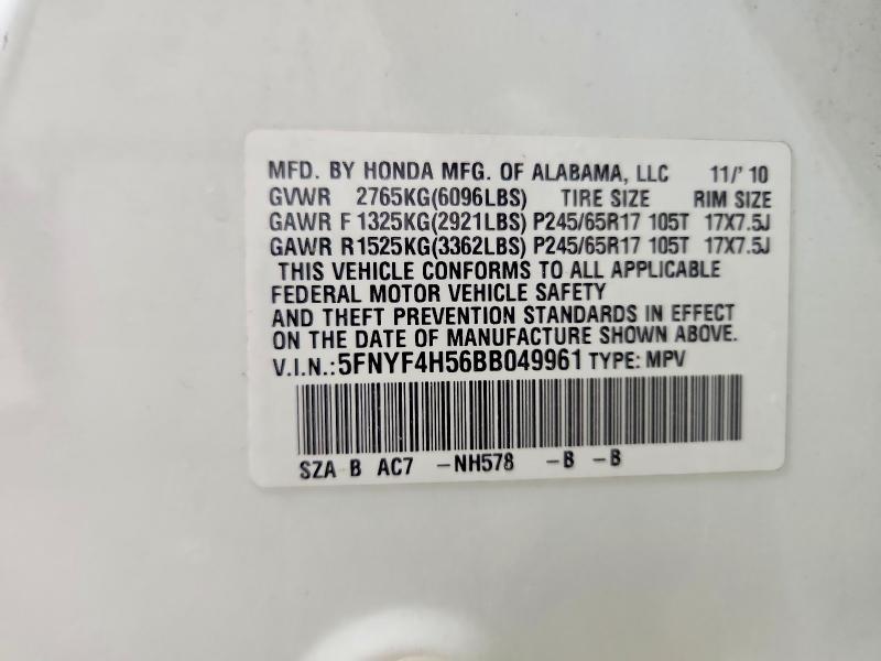 Продажа на аукционе авто 2011 Honda Pilot, vin: 5FNYF4H56BB049961, номер лота: 71120986