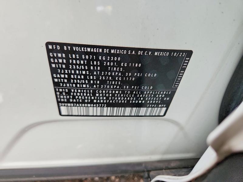 Aukcja sprzedaży 2024 Volkswagen Tiguan, vin: 3VVMB7AX8RM043772, numer aukcji: 66346546