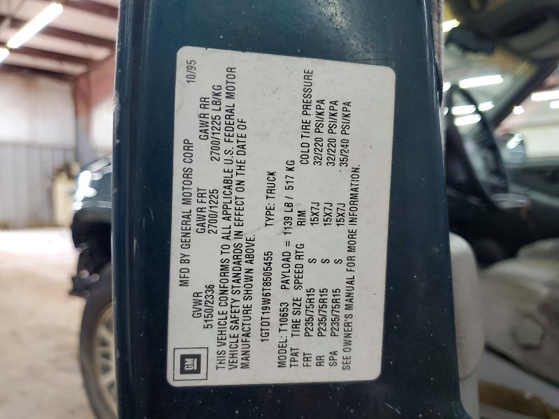 70634956 :رقم المزاد ، 1GTDT19W6T8505455 vin ، 1996 Gmc Sonoma مزاد بيع