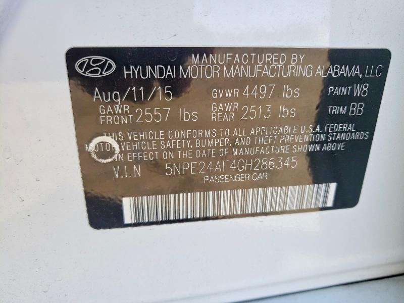 Auction sale of the 2016 Hyundai Sonata, vin: 5NPE24AF4GH286345, lot number: 68198746