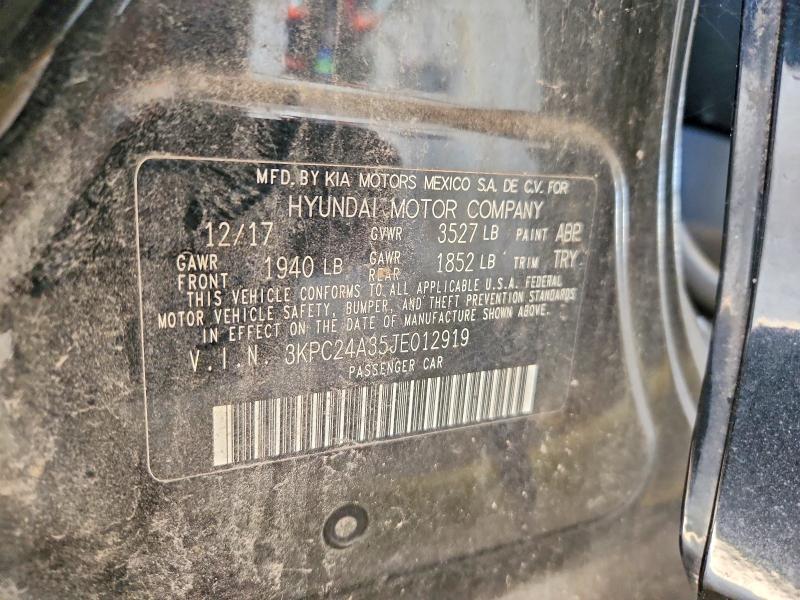 2018 Hyundai Accent მანქანა იყიდება აუქციონზე, vin: 3KPC24A35JE012919, აუქციონის ნომერი: 68137376