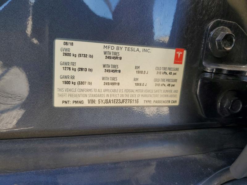 68801036 :رقم المزاد ، 5YJSA1E23JF276116 vin ، 2018 Tesla Model S مزاد بيع