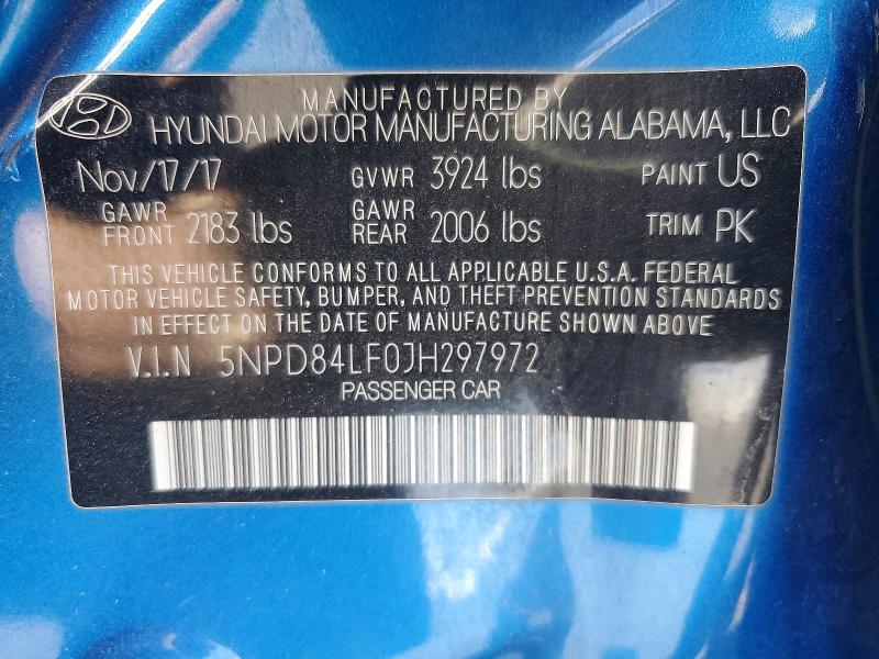 Продажа на аукционе авто 2018 Hyundai Elantra, vin: 5NPD84LF0JH297972, номер лота: 69728416