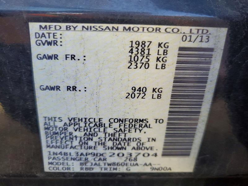 2013 Nissan Altima მანქანა იყიდება აუქციონზე, vin: 1N4BL3AP9DC203704, აუქციონის ნომერი: 70424156