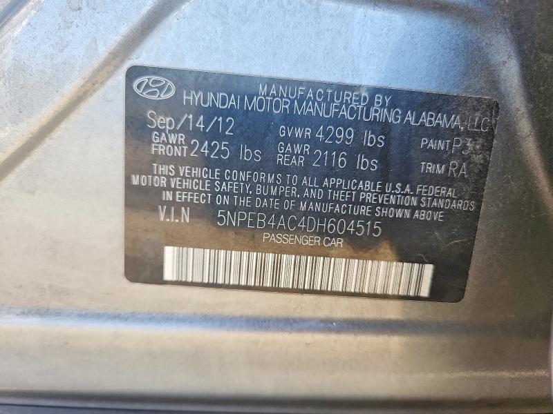69135996 :رقم المزاد ، 5NPEB4AC4DH604515 vin ، 2013 Hyundai Sonata مزاد بيع