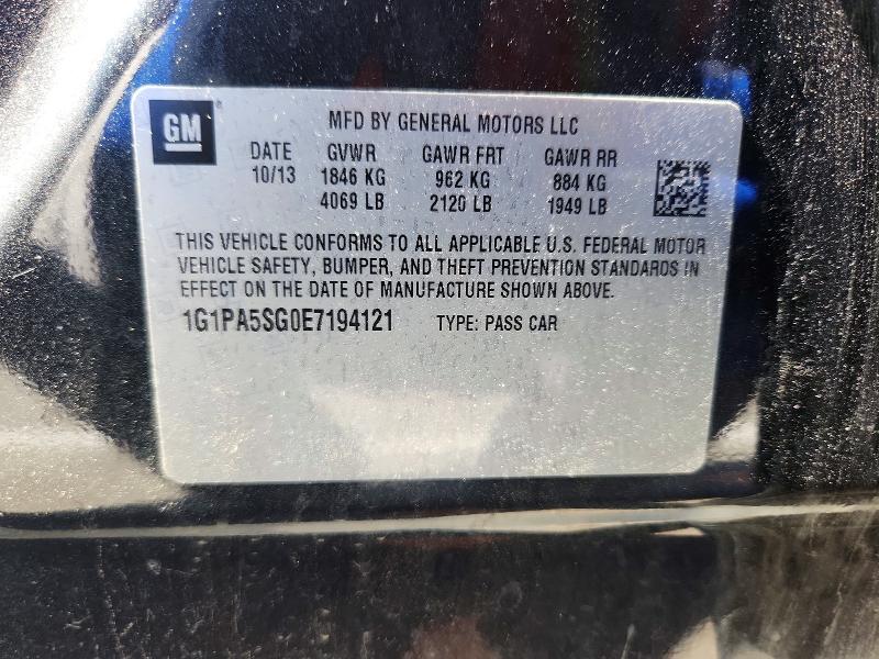 2014 Chevrolet Cruze მანქანა იყიდება აუქციონზე, vin: 1G1PA5SG0E7194121, აუქციონის ნომერი: 70621876
