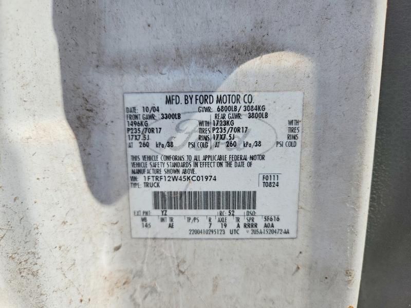Aukcja sprzedaży 2005 Ford F150, vin: 1FTRF12W45KC01974, numer aukcji: 69394516