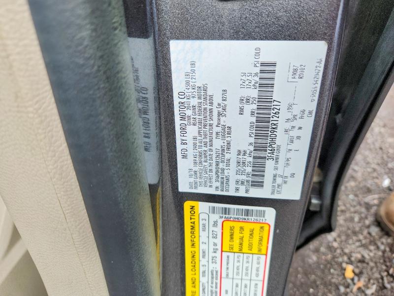 Продаж на аукціоні авто 2019 Ford Fusion, vin: 3FA6P0HD9KR126217, номер лоту: 69857816