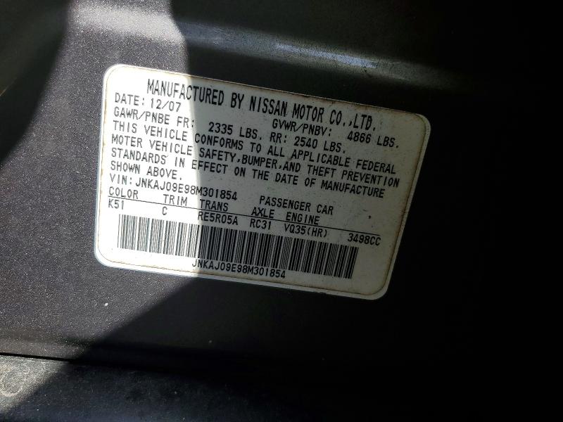 Aukcja sprzedaży 2008 Infiniti Ex35, vin: JNKAJ09E98M301854, numer aukcji: 69327676