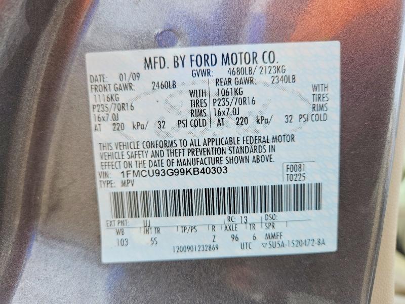 Продаж на аукціоні авто 2009 Ford Escape, vin: 1FMCU93G99KB40303, номер лоту: 69175506