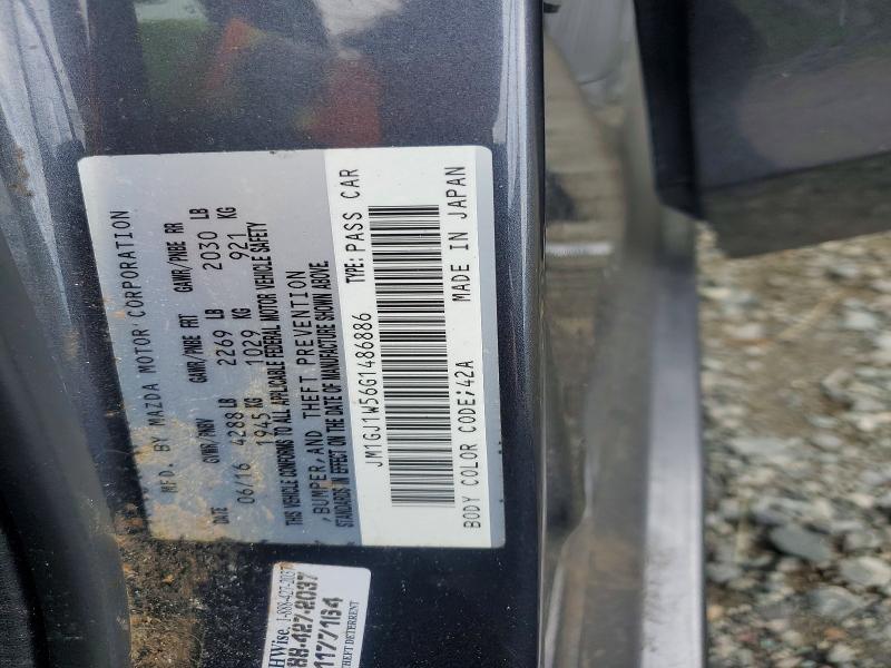 2016 Mazda 6 მანქანა იყიდება აუქციონზე, vin: JM1GJ1W56G1486886, აუქციონის ნომერი: 69056306