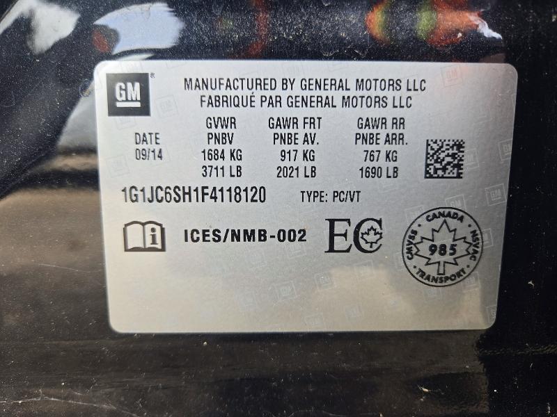 69871486 :رقم المزاد ، 1G1JC6SH1F4118120 vin ، 2015 Chevrolet Sonic مزاد بيع