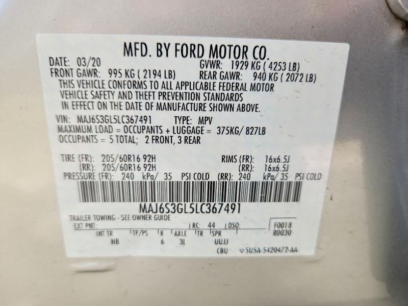 Продажа на аукционе авто 2020 Ford Ecosport, vin: MAJ6S3GL5LC367491, номер лота: 67858646