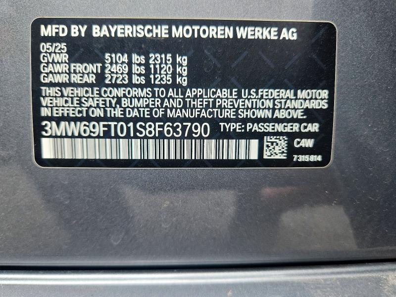 Aukcja sprzedaży 2025 Bmw M340xi, vin: 3MW69FT01S8F63790, numer aukcji: 69498046