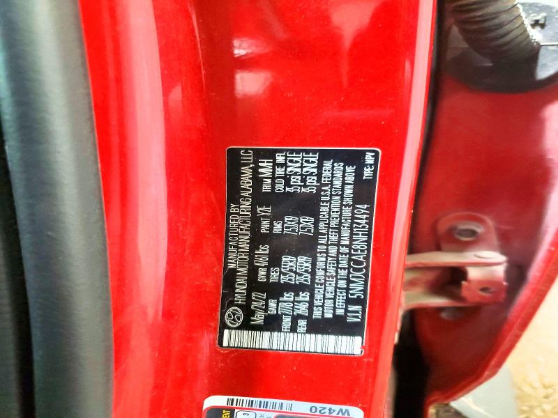 68009186 :رقم المزاد ، 5NMJCCAE8NH134494 vin ، 2022 Hyundai Tucson مزاد بيع