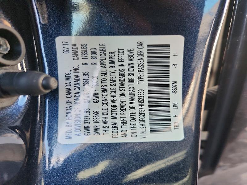 Продажа на аукционе авто 2017 Honda Civic, vin: 2HGFC2F57HH523539, номер лота: 68210356