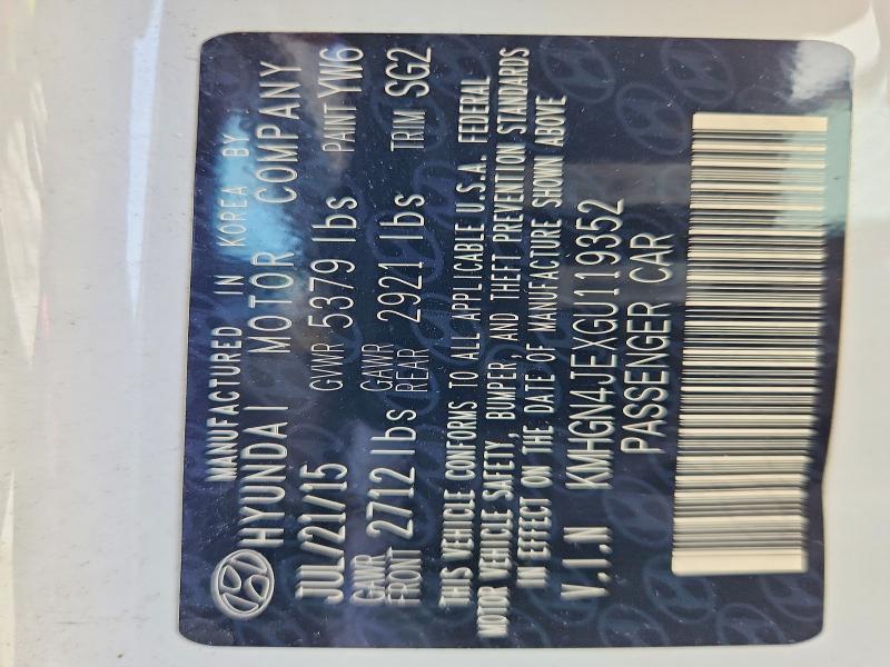 2016 Hyundai Genesis მანქანა იყიდება აუქციონზე, vin: KMHGN4JEXGU119352, აუქციონის ნომერი: 69946976