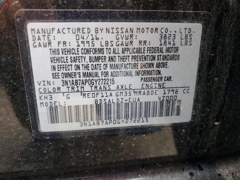 Продажа на аукционе авто 2016 Nissan Sentra, vin: 3N1AB7AP0GY272215, номер лота: 64820326