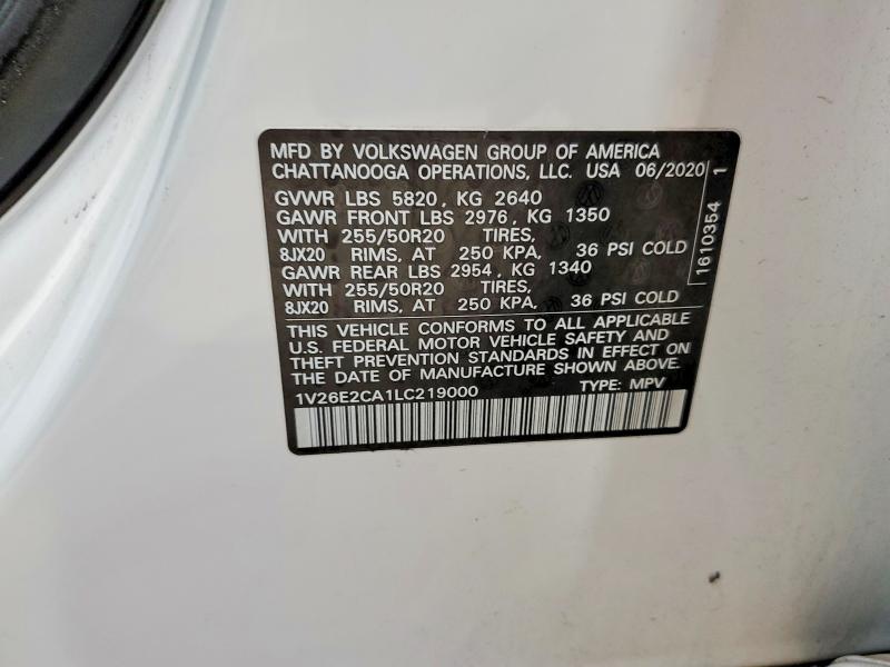 Продаж на аукціоні авто 2020 Volkswagen Atlas Cross Sport, vin: 1V26E2CA1LC219000, номер лоту: 69956506