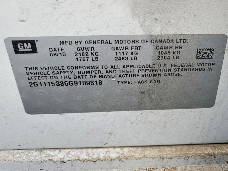 2016 Chevrolet Impala მანქანა იყიდება აუქციონზე, vin: 2G1115S36G9109318, აუქციონის ნომერი: 67509726