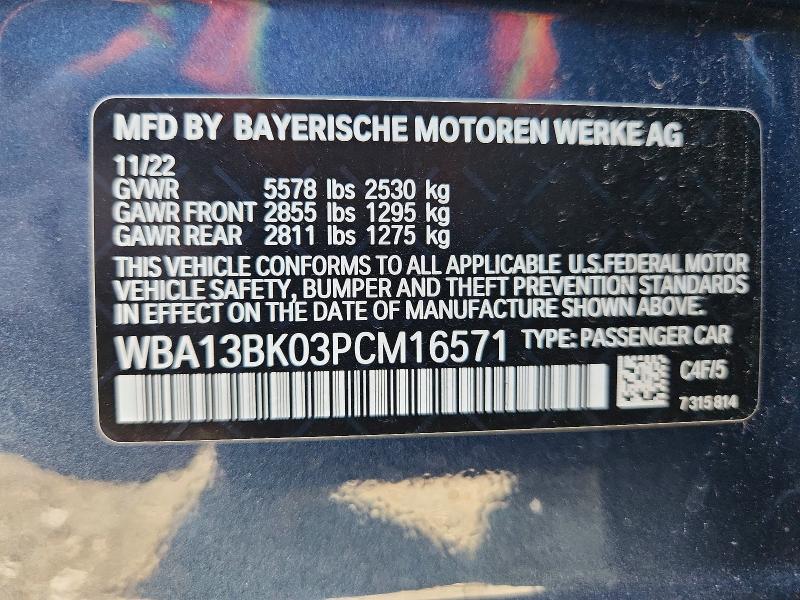 68837476 :رقم المزاد ، WBA13BK03PCM16571 vin ، 2023 Bmw M550xi مزاد بيع
