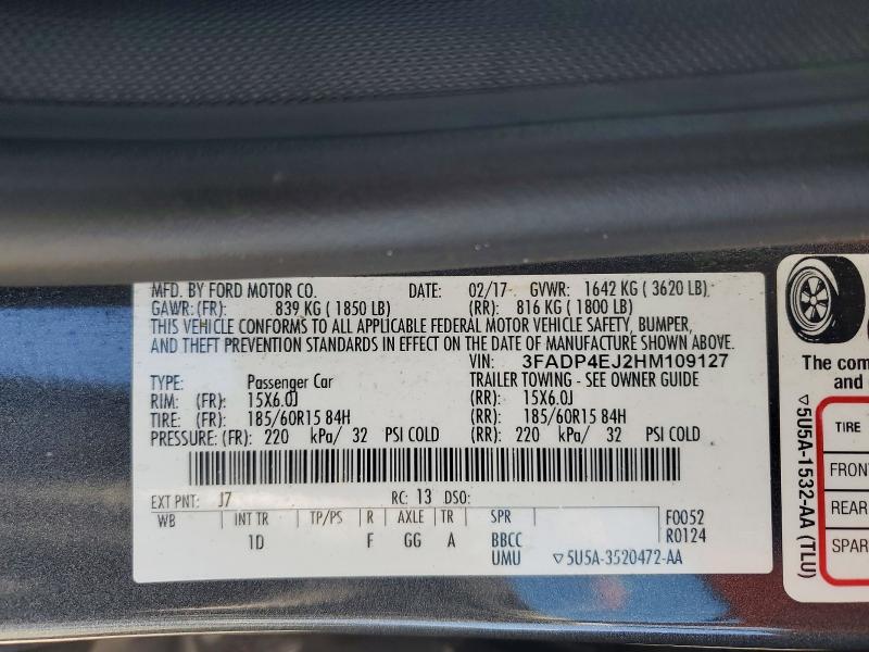Продаж на аукціоні авто 2017 Ford Fiesta, vin: 3FADP4EJ2HM109127, номер лоту: 68839406