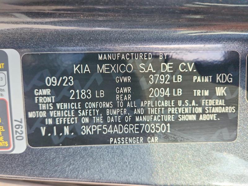 Aukcja sprzedaży 2024 Kia Forte, vin: 3KPF54AD6RE703501, numer aukcji: 66998266