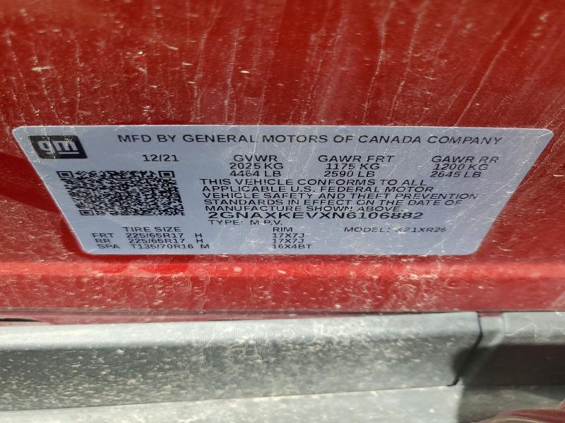 Продажа на аукционе авто 2022 Chevrolet Equinox, vin: 2GNAXKEVXN6106882, номер лота: 67514026