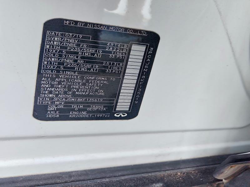 Aukcja sprzedaży 2019 Infiniti Qx50, vin: 3PCAJ5M18KF135619, numer aukcji: 70699566