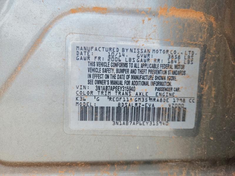 70721126 :رقم المزاد ، 3N1AB7AP6EY315940 vin ، 2014 Nissan Sentra مزاد بيع