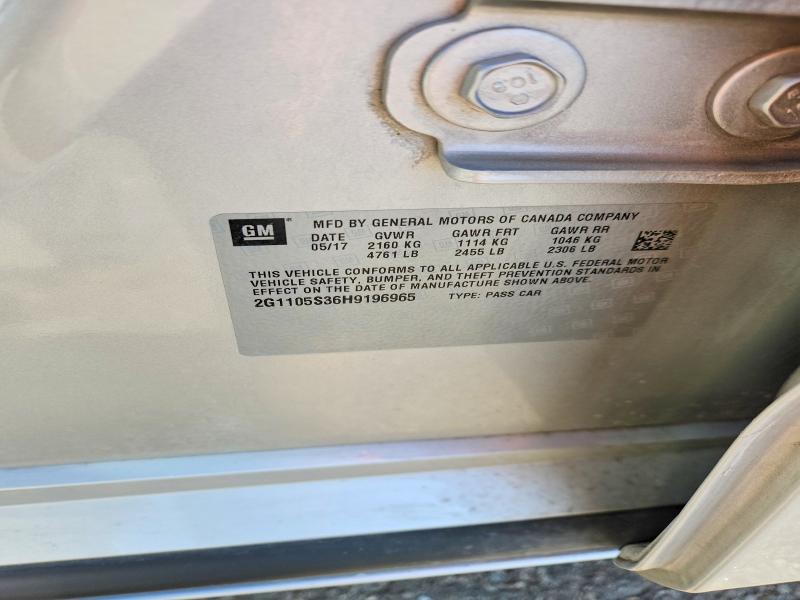 68628436 :رقم المزاد ، 2G1105S36H9196965 vin ، 2017 Chevrolet Impala مزاد بيع