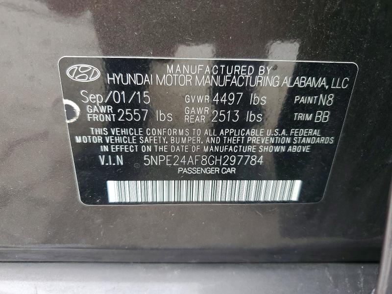 2016 Hyundai Sonata მანქანა იყიდება აუქციონზე, vin: 5NPE24AF8GH297784, აუქციონის ნომერი: 67694886