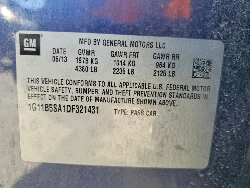 66858656 :رقم المزاد ، 1G11B5SA1DF321431 vin ، 2013 Chevrolet Malibu مزاد بيع