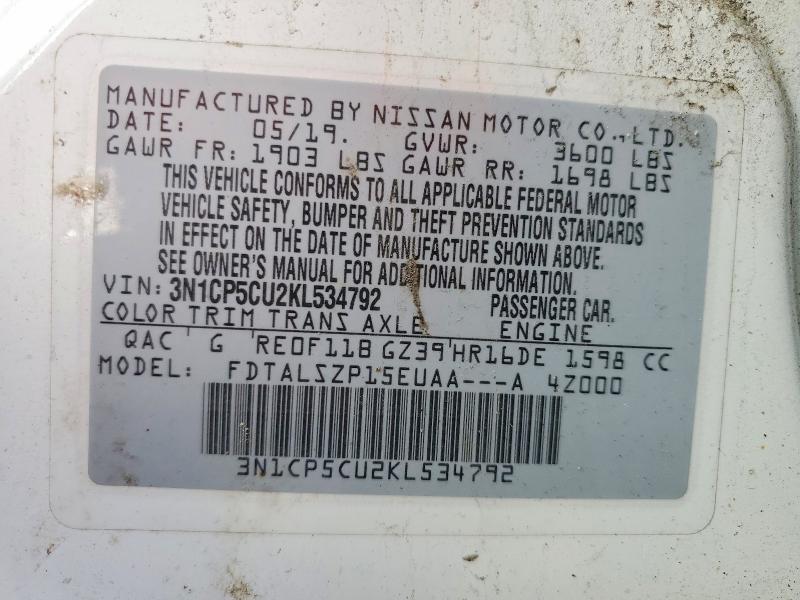 Aukcja sprzedaży 2019 Nissan Kicks, vin: 3N1CP5CU2KL534792, numer aukcji: 68218976
